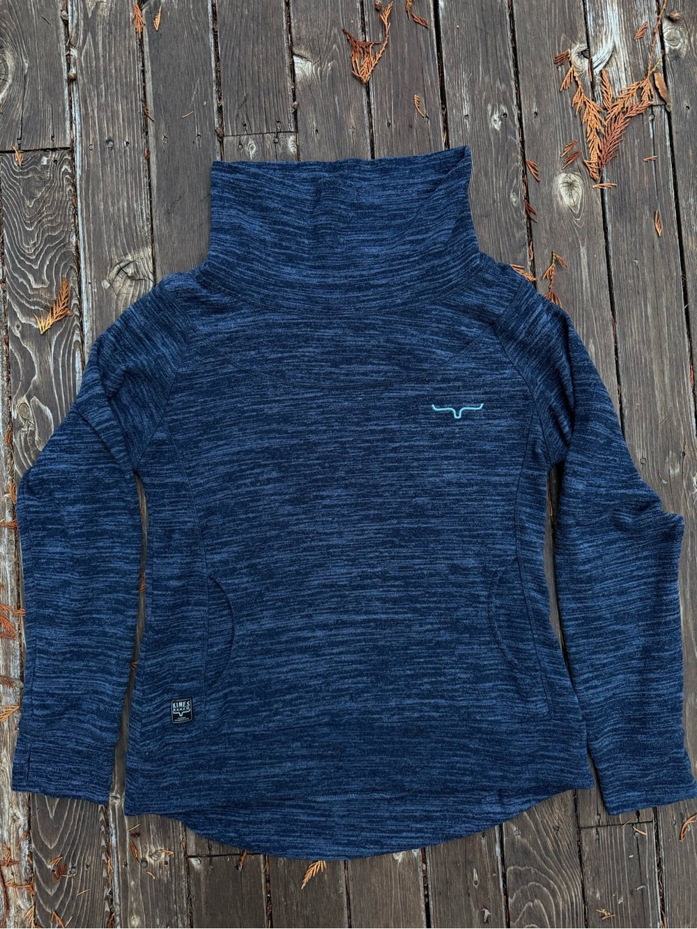 Kimes Ranch Navy Marled Cowl Neck Pullover